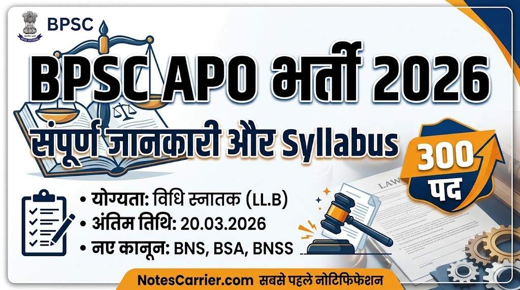 BPSC APO Recruitment 2026 Notification and Syllabus in Hindi - NotesCarrier