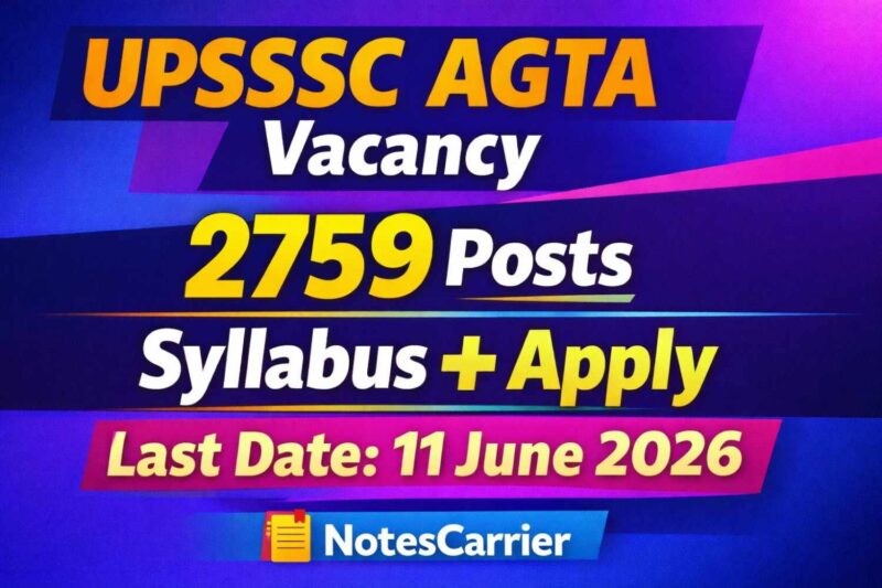 UPSSSC AGTA Vacancy 2026 – 2759 Posts | Syllabus, Apply Online & Last Date