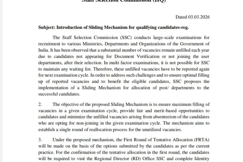 SSC Sliding Mechanism 2026: FIX और FLOAT क्या है? पूरी जानकारी हिंदी में