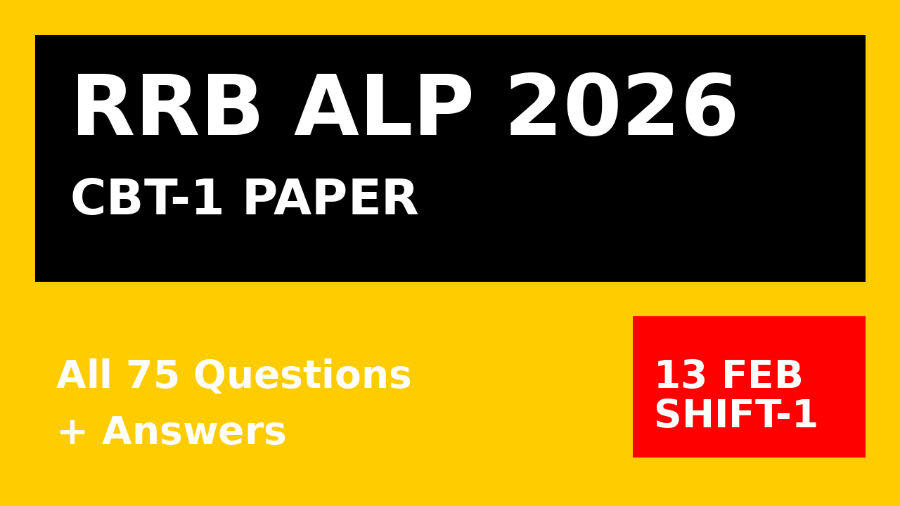 RRB ALP CBT-1 Question Paper 2026