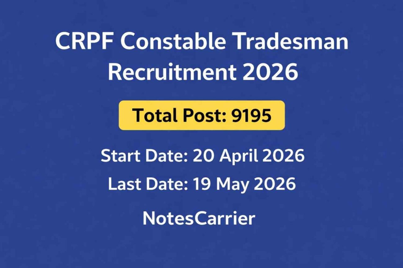 CRPF Constable Tradesman Recruitment 2026